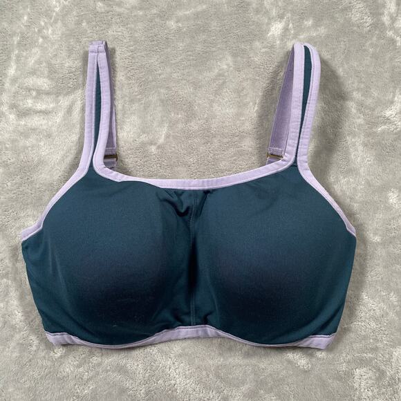 Natori Yogi Sports Bra Women 34D Blue High Impact Activewear Running Convertible - Picture 1 of 6